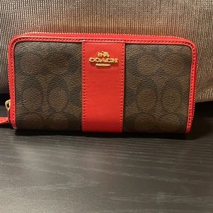 Coach wallet, never used! Beautiful red interior